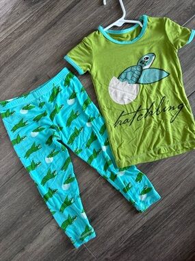 Kickee Pants Green & Teal Turtle Pajama Set